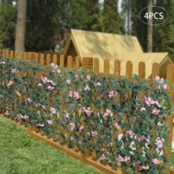 46 In. Wood Silk Fabric Faux Ivy Fencing Panel Garden Fence Pink 4-Pieces -Dewalt Tools Shop pink garden fencing ylyogn9jwdzfp fa 1000