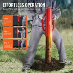 Fence Post Driver,2.7 In. Inner Diameter T Post Pole Pounder. Dig, 14LB.Carbon Steel, Farm Fencing Hole Digger, Red -Dewalt Tools Shop red vevor fence tools wldzq27inch1w6yqmv0 1f 1000