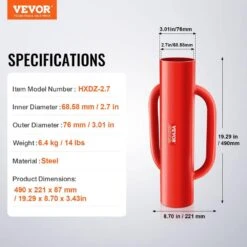 Fence Post Driver,2.7 In. Inner Diameter T Post Pole Pounder. Dig, 14LB.Carbon Steel, Farm Fencing Hole Digger, Red -Dewalt Tools Shop red vevor fence tools wldzq27inch1w6yqmv0 76 1000