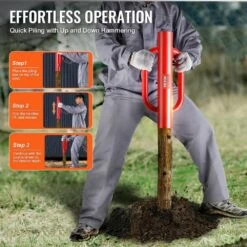 Fence Post Driver With Handles 4.11" Inner Diameter T-Post Pole Pounder 22lbs. Carbon Steel Farm Fencing Hole Digger Red -Dewalt Tools Shop red vevor fence tools wldzq4inch22s38cqv0 1f 1000