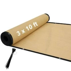 3 Ft. X 10 Ft. Privacy Fence Screen 90% Blockage Shade Temporary Fencing For Wall Gazebo Backyard Beige (2-Pack)