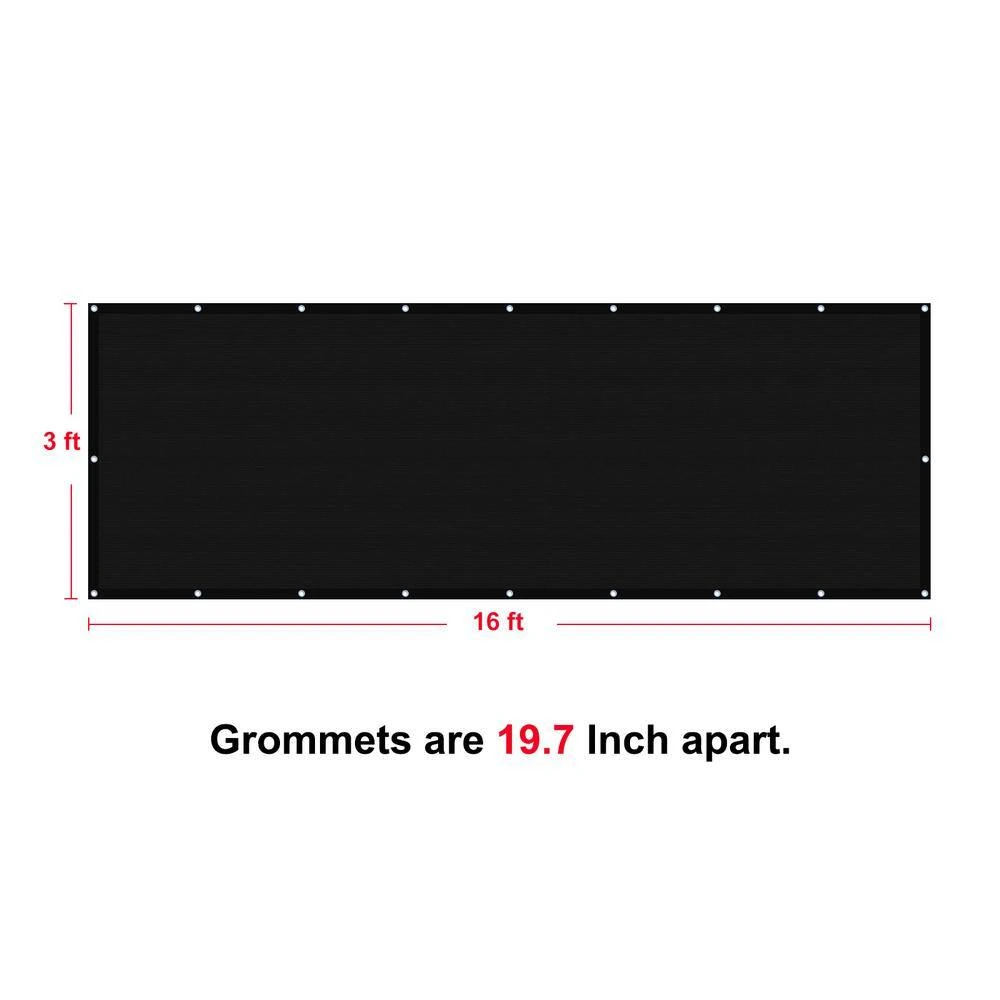 3 Ft. X 16 Ft. Privacy Fence Screen 90% Blockage Shade Temporary Fencing For Wall Gazebo Backyard Black (2-Pack) 6 3 Ft. X 16 Ft. Privacy Fence Screen 90% Blockage Shade Temporary Fencing For Wall Gazebo Backyard Black (2-Pack) - Image 4