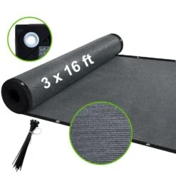 3 Ft. X 16 Ft. Privacy Fence Screen Heavy-Duty 90% Blockage Shade Cover Fencing Net For Wall Garden Gazebo Backyard Gray