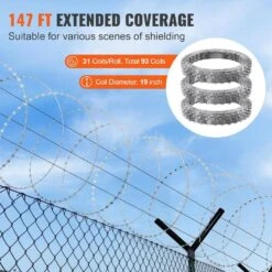 Razor Wires, 147 Ft. Razor Barbed Wire, 3-Rolls Razor Wire Fencing Razor Fence, Stainless Steel Rolls Razor For Garden -Dewalt Tools Shop silver aopsps garden fencing a0102hqra2v fa 1000