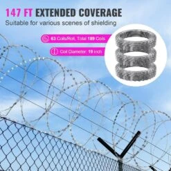 147 Ft. Galvanized Double Spiral With Buckle Razor Barbed Wire, 3-Rolls Razor Wire Fencing Razor Fence -Dewalt Tools Shop silver atengnes garden fencing yd240523 1f 1000