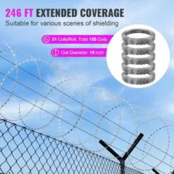 246 Ft. Galvanized Single Spiral Razor Barbed Wire, 5-Rolls Razor Wire Fencing Razor Fence 18 246 Ft. Galvanized Single Spiral Razor Barbed Wire, 5-Rolls Razor Wire Fencing Razor Fence -Dewalt Tools Shop silver atengnes garden fencing yd240524 1f 1000