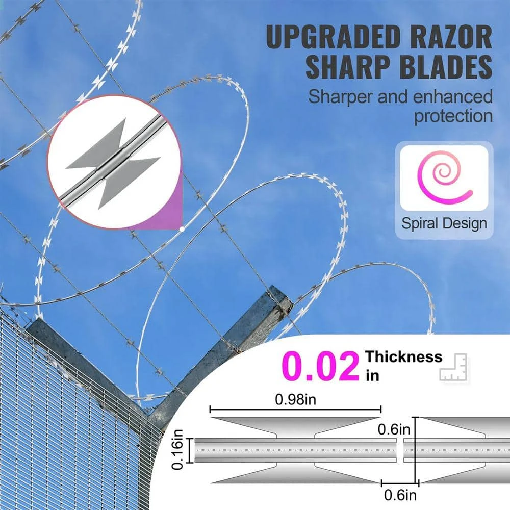 246 Ft. Galvanized Single Spiral Razor Barbed Wire, 5-Rolls Razor Wire Fencing Razor Fence 8 246 Ft. Galvanized Single Spiral Razor Barbed Wire, 5-Rolls Razor Wire Fencing Razor Fence - Image 6