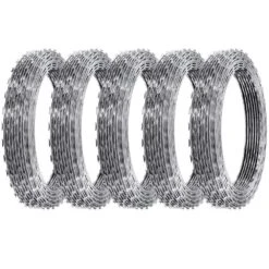 246 Ft. Galvanized Single Spiral Razor Barbed Wire, 5-Rolls Razor Wire Fencing Razor Fence