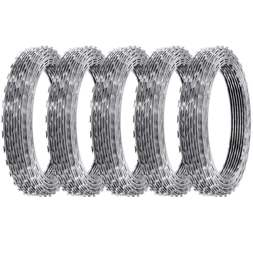 246 Ft. Galvanized Single Spiral Razor Barbed Wire, 5-Rolls Razor Wire Fencing Razor Fence 3 246 Ft. Galvanized Single Spiral Razor Barbed Wire, 5-Rolls Razor Wire Fencing Razor Fence