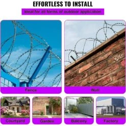 246 Ft. Galvanized Single Spiral Razor Barbed Wire, 5-Rolls Razor Wire Fencing Razor Fence 21 246 Ft. Galvanized Single Spiral Razor Barbed Wire, 5-Rolls Razor Wire Fencing Razor Fence -Dewalt Tools Shop silver atengnes garden fencing yd240524 76 1000