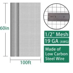 1/2 In. 5 Ft. X 100 Ft. 19 Gauge Hot-dip Galvanized Steel Wire Fence Snake Fencing Rabbit Cages -Dewalt Tools Shop silver garden fencing ff 6p168049d 1f 1000