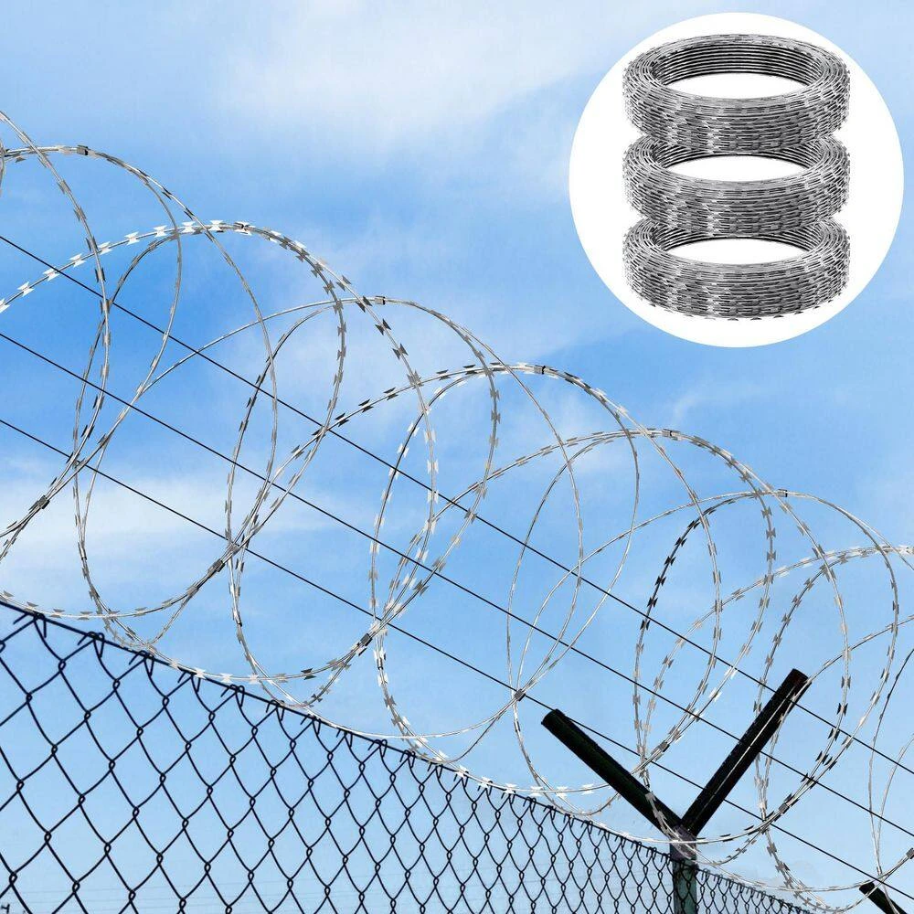 Razor Wires, 147 Ft. Razor Barbed Wire, 3-Rolls Razor Wire Fencing Razor Fence, Barbed Wire Galvanized, No Power Source 10 Razor Wires, 147 Ft. Razor Barbed Wire, 3-Rolls Razor Wire Fencing Razor Fence, Barbed Wire Galvanized, No Power Source - Image 8