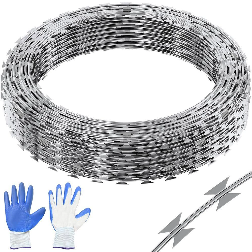 Razor Wires, 147 Ft. Razor Barbed Wire, 3-Rolls Razor Wire Fencing Razor Fence, Barbed Wire Galvanized, No Power Source 3 Razor Wires, 147 Ft. Razor Barbed Wire, 3-Rolls Razor Wire Fencing Razor Fence, Barbed Wire Galvanized, No Power Source