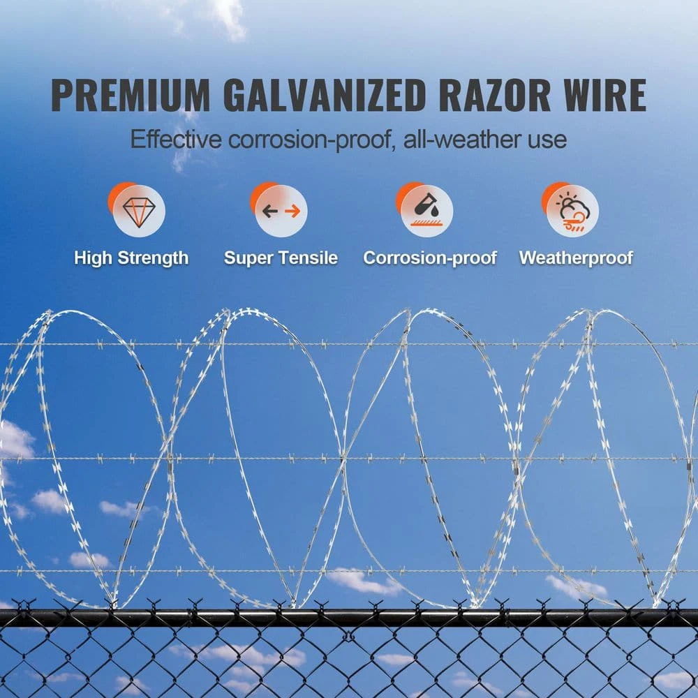 Razor Wires, 147 Ft. Razor Barbed Wire, 3-Rolls Razor Wire Fencing Razor Fence, Barbed Wire Galvanized, No Power Source 4 Razor Wires, 147 Ft. Razor Barbed Wire, 3-Rolls Razor Wire Fencing Razor Fence, Barbed Wire Galvanized, No Power Source - Image 2