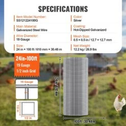 Hardware Cloth 1/2 In. X 24 In. X 100 Ft. 19 Gauge Galvanized Wire Mesh Roll For Chicken Wire Fencing Garden -Dewalt Tools Shop silver svopes garden fencing dxgswl24in10qayfcv0 1021 76 1000