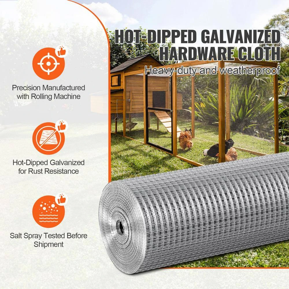 1/2 In. Hardware Cloth 36 In. X 50 Ft. Galvanized Wire Mesh Roll For Chicken Fencing Garden Small Rodents 4 1/2 In. Hardware Cloth 36 In. X 50 Ft. Galvanized Wire Mesh Roll For Chicken Fencing Garden Small Rodents - Image 2