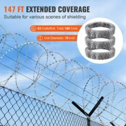 18.9 In. Razor Wires 147 Ft. Razor Barbed Wire 3-Rolls Galvanized Razor Wire Fencing Double Spiral Razor Barbed Wire -Dewalt Tools Shop silver svopes garden fencing jsswdpcs147ycr3a8v0 1119 44 1000