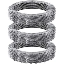 18.9 In. Razor Wires 147 Ft. Razor Barbed Wire 3-Rolls Galvanized Razor Wire Fencing Double Spiral Razor Barbed Wire