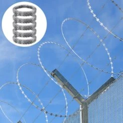 246 Ft. Razor Wire Fencing, 590.55 In. H, 5 Rolls Galvanized Barbed Wire For Garden, Razor Ribbon Security Fence, Steel -Dewalt Tools Shop silver svopes garden fencing jsswdpcs250yxweikv0 250507 31 1000