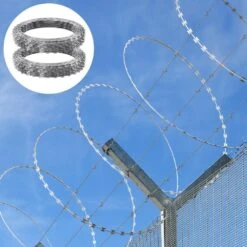 Razor Wire, 98 Ft. Galvanized Razor Barbed Wire, 2-Rolls Razor Fencing For Garden, Razor Ribbon Wire For Security -Dewalt Tools Shop silver svopes garden fencing jsswdpcs98ych9zjjv0 1119 31 1000