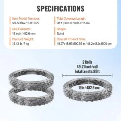 Razor Wire, 98 Ft. Galvanized Razor Barbed Wire, 2-Rolls Razor Fencing For Garden, Razor Ribbon Wire For Security -Dewalt Tools Shop silver svopes garden fencing jsswdpcs98ych9zjjv0 1119 76 1000