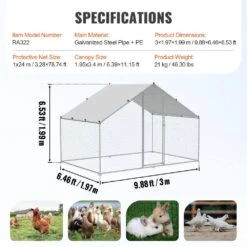 Poultry Fencing Large Metal Chicken Coop 9.8 X 6.5 X 6.5 Ft. Walk-in Chicken Run With Waterproof Cover Spire Roof -Dewalt Tools Shop skyshalo chicken coops brsjp2x3x2mjbaskev0 0807 76 1000