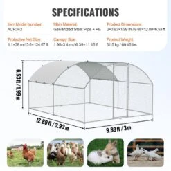 Poultry Fencing Large Metal Chicken Coop 9.8 Ft. X 12.9 Ft. X 6.5 Ft. Walk In Chicken Run For Yard With Waterproof Cover -Dewalt Tools Shop skyshalo chicken coops brsjp4x3x2mytlha4v0 0807 76 1000