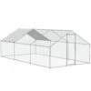 Poultry Fencing Large Metal Chicken Coop, 9.8 X 19.3 X 6.5 Ft. Walk-in Chicken Runs For Yard With Cover Spire Roof Hen