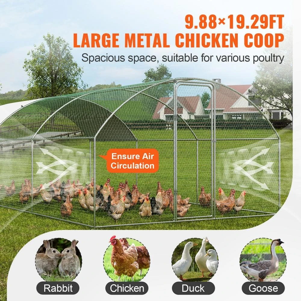 Poultry Fencing Large Metal Chicken Coop With Run, 9.8 X 19.3 X 6.5 Ft. Walk-in Chicken Runs For Yard With Cover 6 Poultry Fencing Large Metal Chicken Coop With Run, 9.8 X 19.3 X 6.5 Ft. Walk-in Chicken Runs For Yard With Cover - Image 4