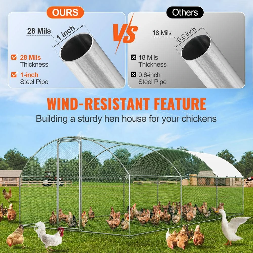 Poultry Fencing Large Metal Chicken Coop With Run, 9.8 X 19.3 X 6.5 Ft. Walk-in Chicken Runs For Yard With Cover 5 Poultry Fencing Large Metal Chicken Coop With Run, 9.8 X 19.3 X 6.5 Ft. Walk-in Chicken Runs For Yard With Cover - Image 3