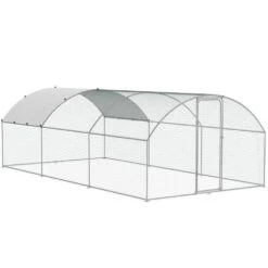 Poultry Fencing Large Metal Chicken Coop With Run, 9.8 X 19.3 X 6.5 Ft. Walk-in Chicken Runs For Yard With Cover