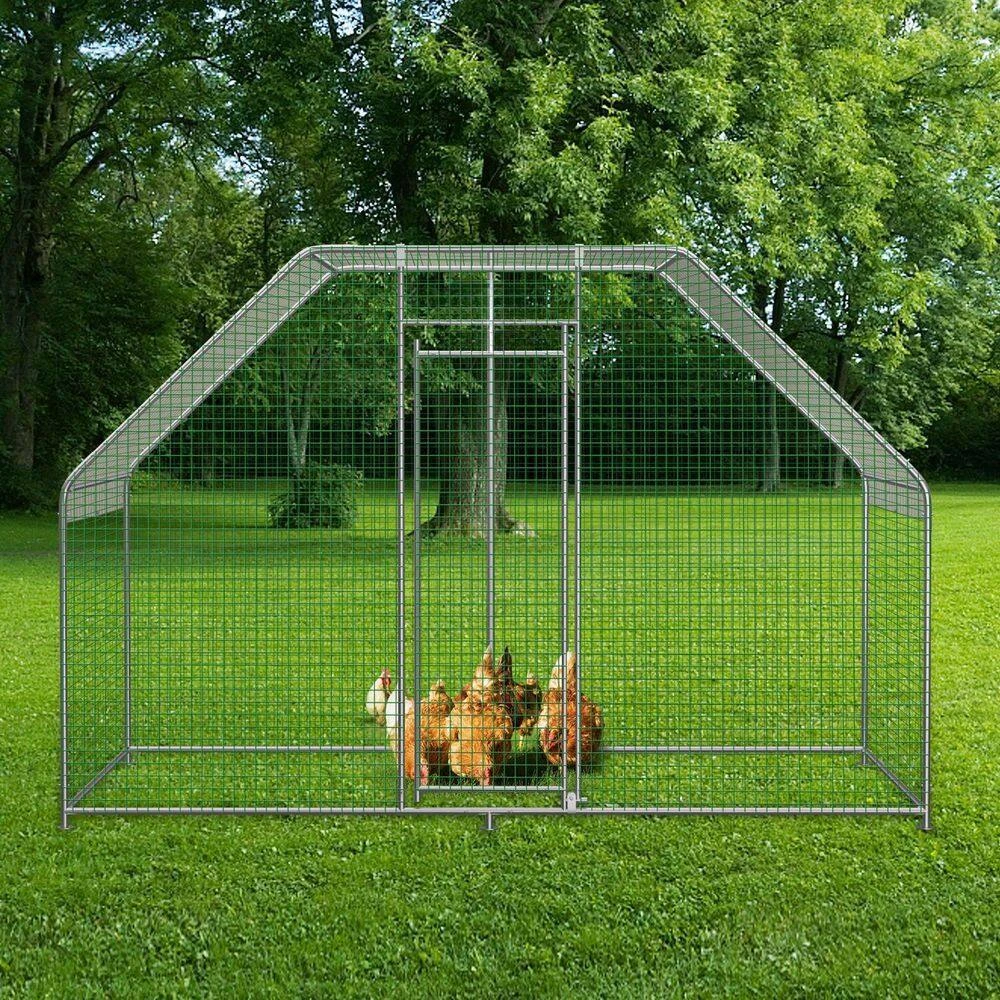 Large Metal Chicken Coop With Run 6.5 Ft. X 9.8 Ft. X 6.5 Ft. Large Space Silver Barbed Wire Fencing 10 Large Metal Chicken Coop With Run 6.5 Ft. X 9.8 Ft. X 6.5 Ft. Large Space Silver Barbed Wire Fencing - Image 8