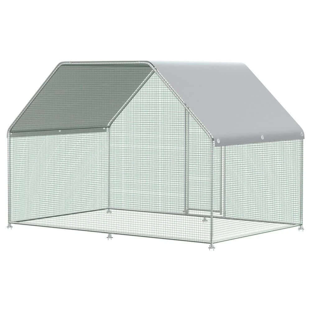 Large Metal Chicken Coop With Run 6.5 Ft. X 9.8 Ft. X 6.5 Ft. Large Space Silver Barbed Wire Fencing 3 Large Metal Chicken Coop With Run 6.5 Ft. X 9.8 Ft. X 6.5 Ft. Large Space Silver Barbed Wire Fencing