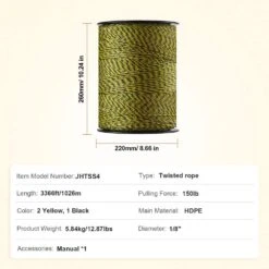3366Ft. Electric Fence Wire, 1/8 In. Polywire With 6 Stainless Steel Strands, UV & Rust-Resistant Fencing Rope For Horse -Dewalt Tools Shop skyshalo electric fence wire wldxjskjsk333z33cy3 20250523 76 1000