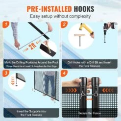 Pool Fence, 4 X 108 Ft. Pool Fences For Inground Pools, Removable Child Safety Pool Fencing, Easy DIY Installation Fence -Dewalt Tools Shop skyshalo pool fences dxycwl4108ftymrz5v0 0823 44 1000