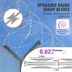 98 Ft. Galvanized Double Spiral With Buckle Razor Barbed Wire, 2-Rolls Razor Wire Fencing Razor Fence -Dewalt Tools Shop sliver atengnes garden fencing yd240522 1f 1000