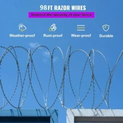 98 Ft. Galvanized Double Spiral With Buckle Razor Barbed Wire, 2-Rolls Razor Wire Fencing Razor Fence -Dewalt Tools Shop sliver atengnes garden fencing yd240522 c3 1000