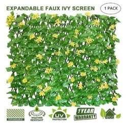 25 In. X 118 In. Expandable Fence Privacy Screen, Faux Ivy Fencing Panel For Balcony Patio Outdoor (Yellow Flowers) -Dewalt Tools Shop snow fencing 8e2p3n9o 31 1000