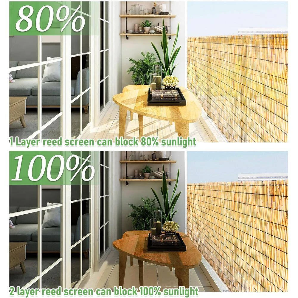 3.3 Ft. H X 16.4 Ft. W Natural Reeds Eco-Friendly Privacy Screen Curtain Bamboo-Like Patio Decors Reed Fencing Rolls 10 3.3 Ft. H X 16.4 Ft. W Natural Reeds Eco-Friendly Privacy Screen Curtain Bamboo-Like Patio Decors Reed Fencing Rolls - Image 8