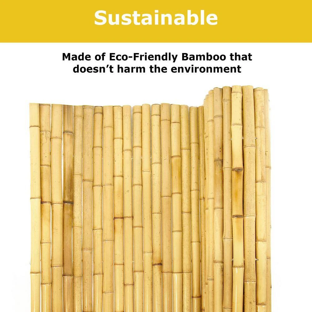 1 In. D X 6 Ft. H X 8 Ft. W Natural Bamboo Fence Decorative Rolled Fencing Panel 9 1 In. D X 6 Ft. H X 8 Ft. W Natural Bamboo Fence Decorative Rolled Fencing Panel - Image 7