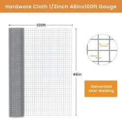 48 In. X 100 Ft. Silver Galvanized Steel Vinyl Coated Hardware Cloth, 19-Gauge Chicken Wire Fencing For Garden Fencing -Dewalt Tools Shop tileon patio parts hw yjhdra047 76 1000
