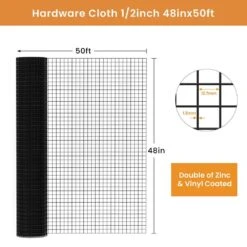 48 In. X 50 Ft. Black Galvanized Steel Vinyl Coated Hardware Cloth, 19-Gauge Chicken Wire Fencing For Garden Fencing -Dewalt Tools Shop tileon patio parts hw yjhdra049 76 1000