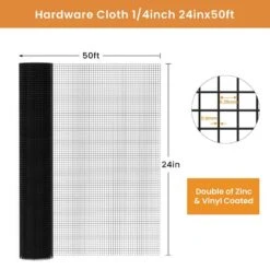 24 In. X 50 Ft. Black Galvanized Steel Vinyl Coated Hardware Cloth, 21-Gauge Chicken Wire Fencing For Garden Fencing -Dewalt Tools Shop tileon patio parts hw yjhdra051 76 1000