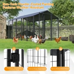 10.6 Ft X 6.2 Ft Large Metal Chicken Coop With Run For 15 Chickens Galvanized Metal Roof Poultry Fencing Chicken 19 10.6 Ft X 6.2 Ft Large Metal Chicken Coop With Run For 15 Chickens Galvanized Metal Roof Poultry Fencing Chicken -Dewalt Tools Shop veikous chicken coops ps0501 01 c 1f 1000