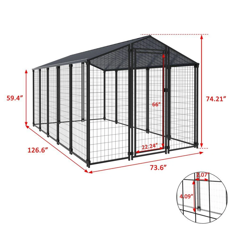 10.6 Ft X 6.2 Ft Large Metal Chicken Coop With Run For 15 Chickens Galvanized Metal Roof Poultry Fencing Chicken 5 10.6 Ft X 6.2 Ft Large Metal Chicken Coop With Run For 15 Chickens Galvanized Metal Roof Poultry Fencing Chicken - Image 3