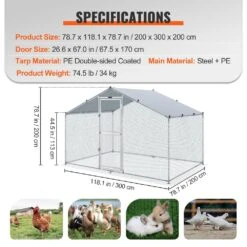 6.6 Ft. X 9.8 Ft. X 6.6 Ft. Large Metal Chicken Coop With Run Walk-In Chicken Coop With Waterproof Cover Poultry Fencing -Dewalt Tools Shop vevor chicken runs brs65x98x64ftokufv0 76 1000