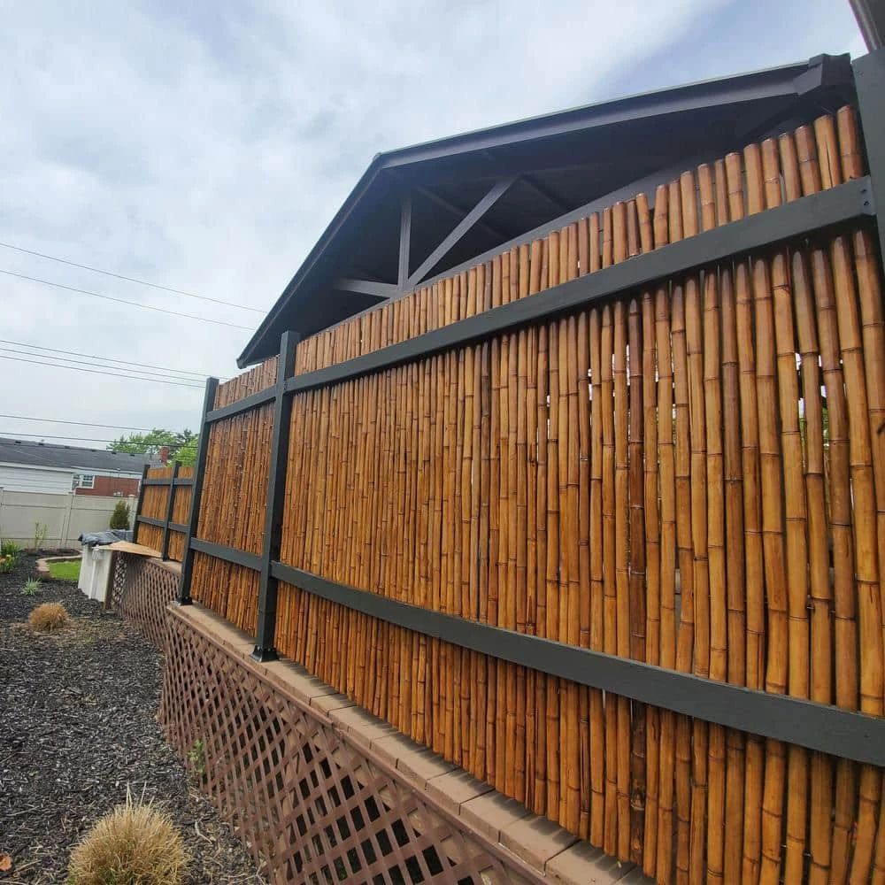 6 Ft. H X 8 Ft. W Caramel Brown Rolled Bamboo Fence Decorative Fencing Panel 6 6 Ft. H X 8 Ft. W Caramel Brown Rolled Bamboo Fence Decorative Fencing Panel - Image 4