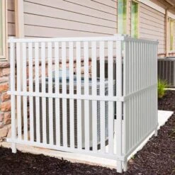 50 In. Privacy Fence Panels Kit Air Conditioner Trash Can Enclosure Vinyl White Color Garden Fencing Plastic