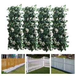 46 In. White Wood Silk Fabric Faux Ivy Fencing Panel Garden Fence (4-Piecs) -Dewalt Tools Shop white garden fencing ylyogns7wdzfp 1d 1000