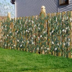 46 In. White Wood Silk Fabric Faux Ivy Fencing Panel Garden Fence (4-Piecs) -Dewalt Tools Shop white garden fencing ylyogns7wdzfp c3 1000